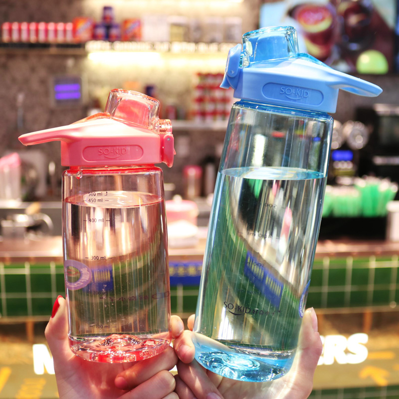 Korean version large capacity simple fresh plastic cup Portable accompanying fitness exercise kettle Male and female student cup