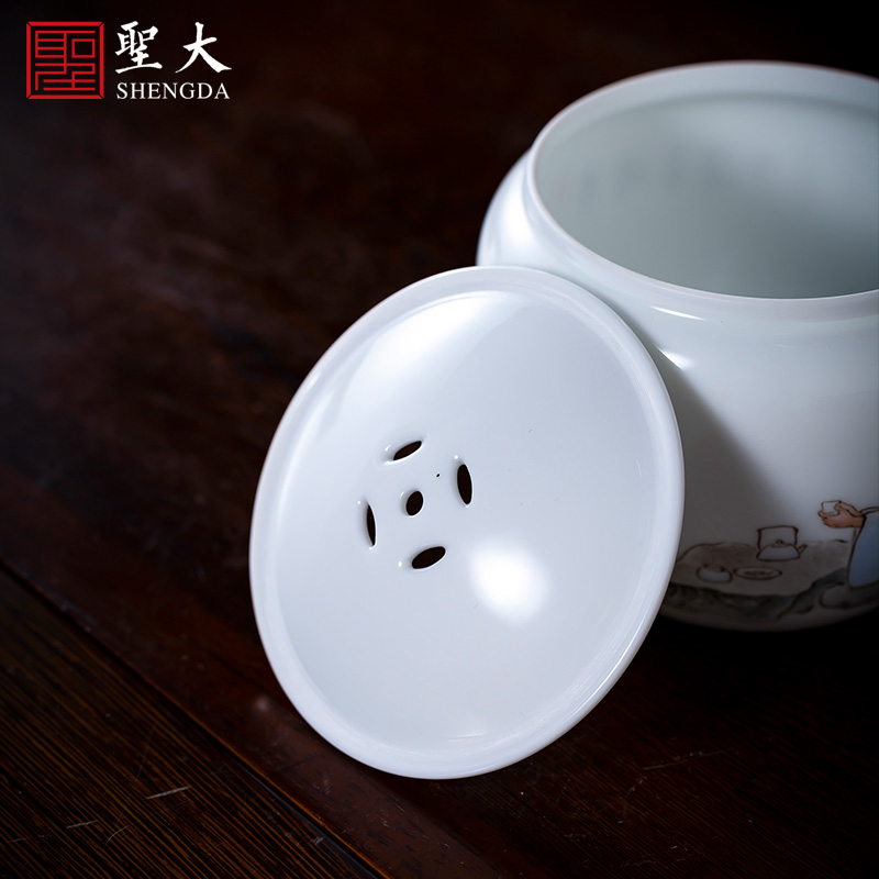 Holy big bucket hand - made ceramic slag new see colour character slag bucket full manual jingdezhen tea accessories furnishing articles