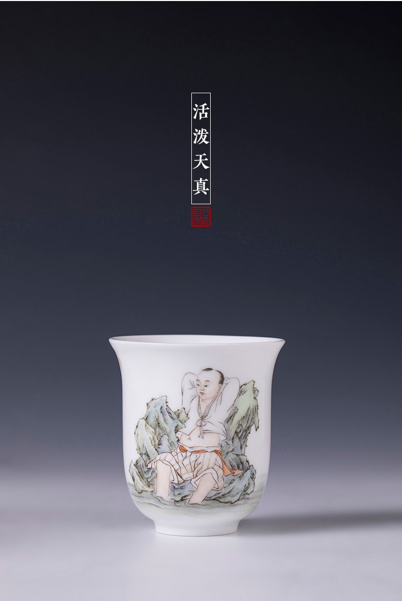 Santa teacups hand - made ceramic kungfu pastel summer tong qu set of jingdezhen tea cup master cup single CPU hand