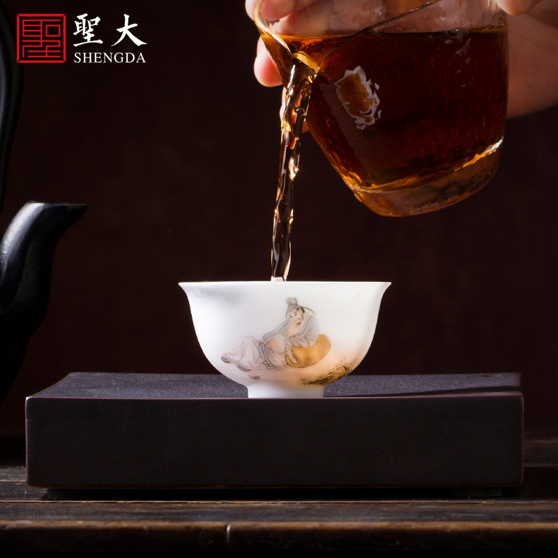 Santa teacups hand - made ceramic kung fu new color ultimately responds four jie sample tea cup masters cup pure manual of jingdezhen tea service