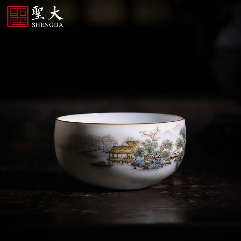 Santa teacups hand - made ceramic kungfu pastel Jiang Shanke - lie fa cup master cup sample tea cup of jingdezhen tea service