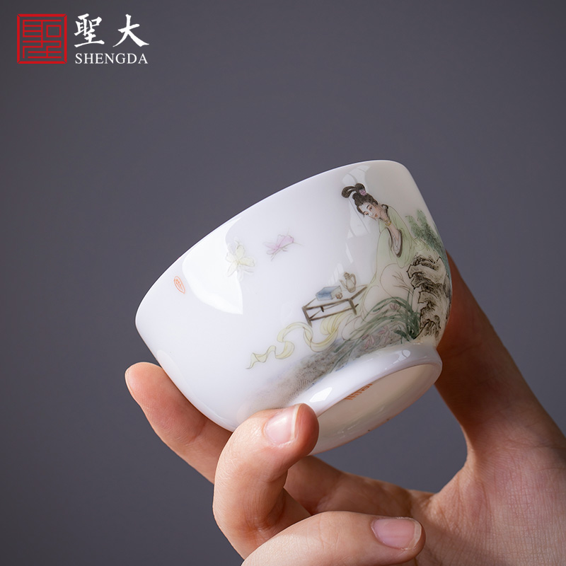 Santa teacups hand - made ceramic kung fu new colored maid figure for a cup of cup sample tea cup single cup of jingdezhen tea service master