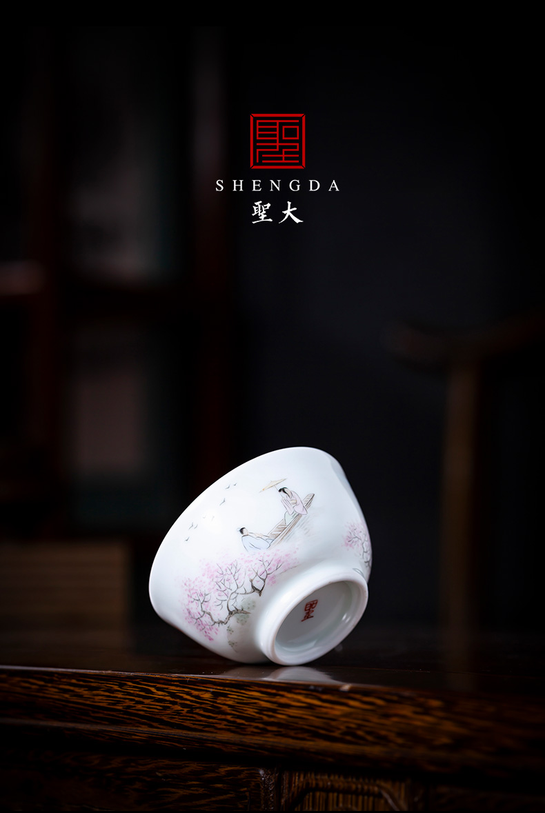 Santa teacups hand - made ceramic kung fu new see peach blossom put characters master cup all hand jingdezhen tea sample tea cup