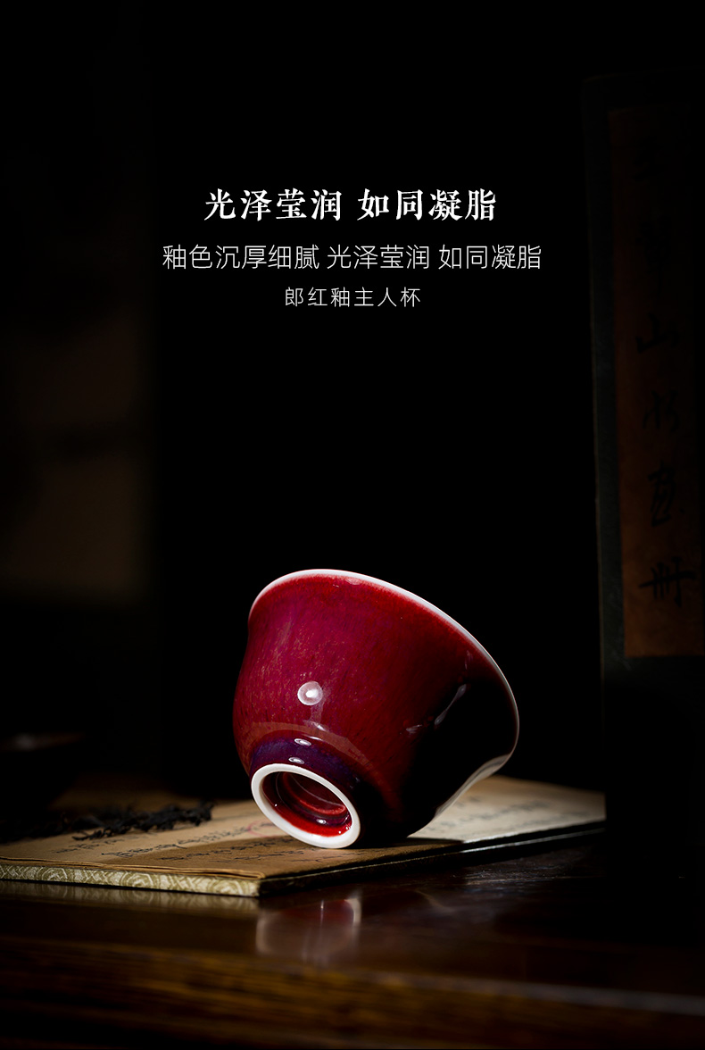 Holy big ceramic kung fu tea sample tea cup ruby red glaze gold and silver clouds, bats pattern master cup of jingdezhen tea service by hand