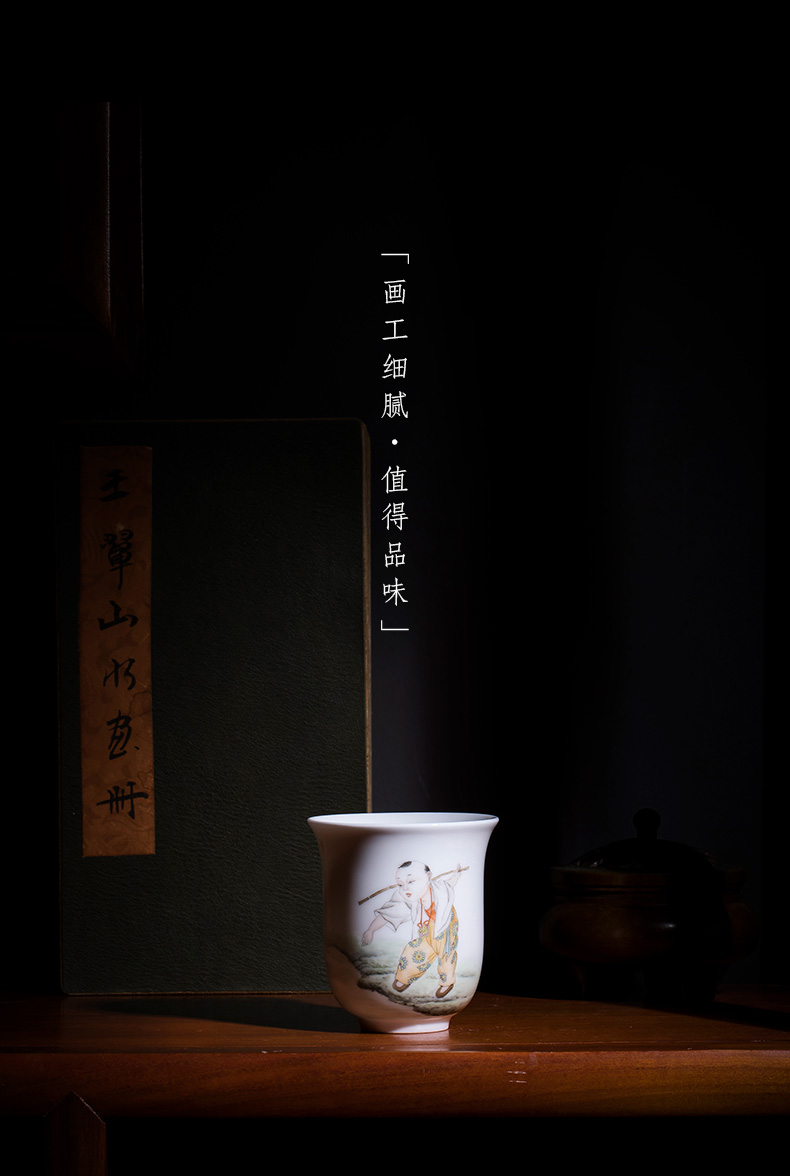 Santa teacups hand - made ceramic kungfu pastel summer tong qu set of jingdezhen tea cup master cup single CPU hand