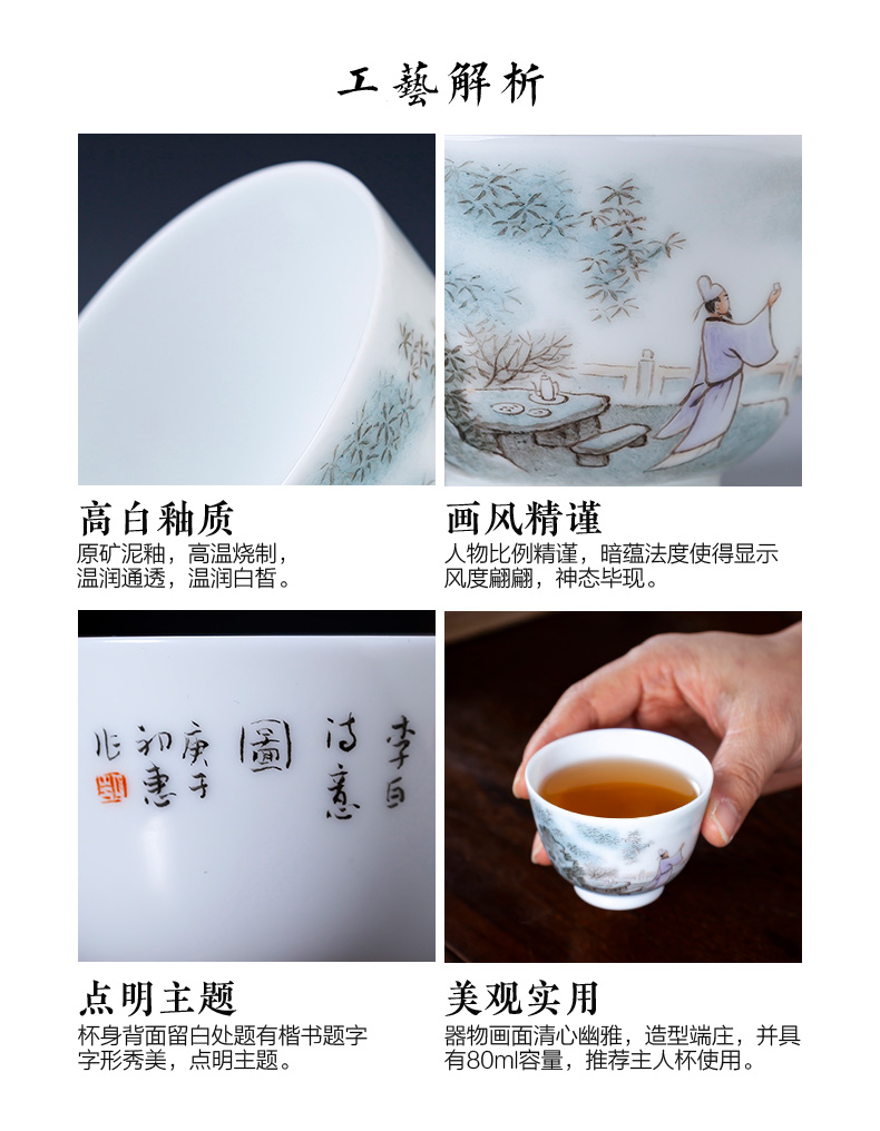 Santa teacups hand - made ceramic kung fu new see colour character li bai masters cup all hand jingdezhen tea sample tea cup