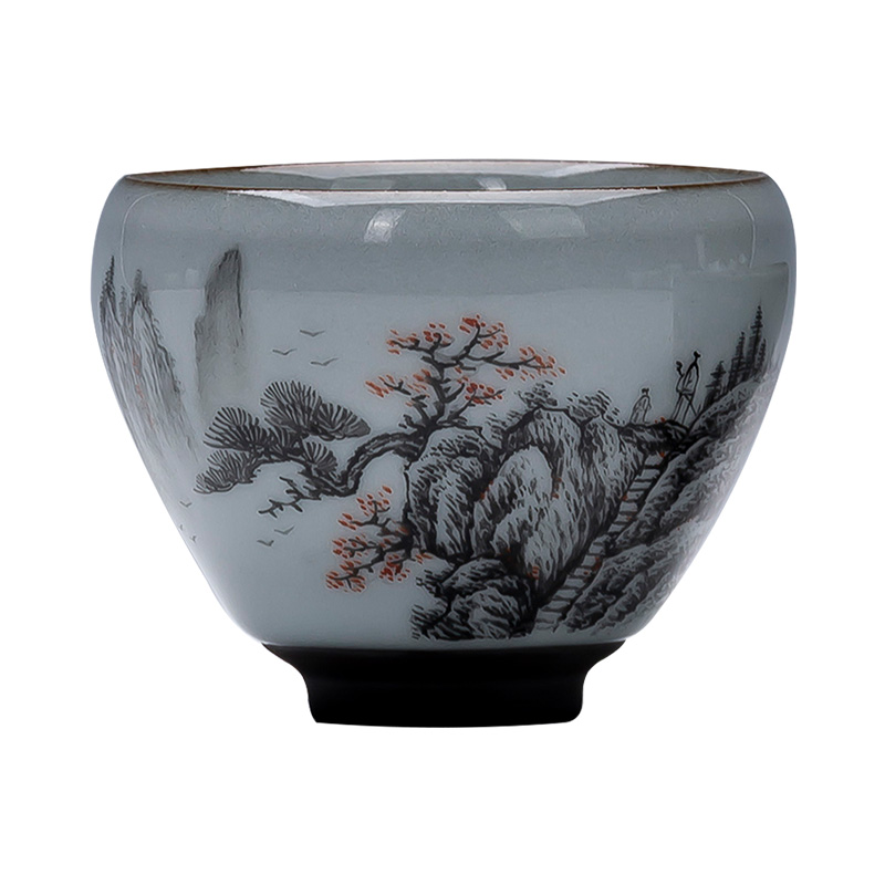 Santa is pure hand - made ceramic kung fu tea cups up color ink landscape sample tea cup single cup all hand of jingdezhen tea service