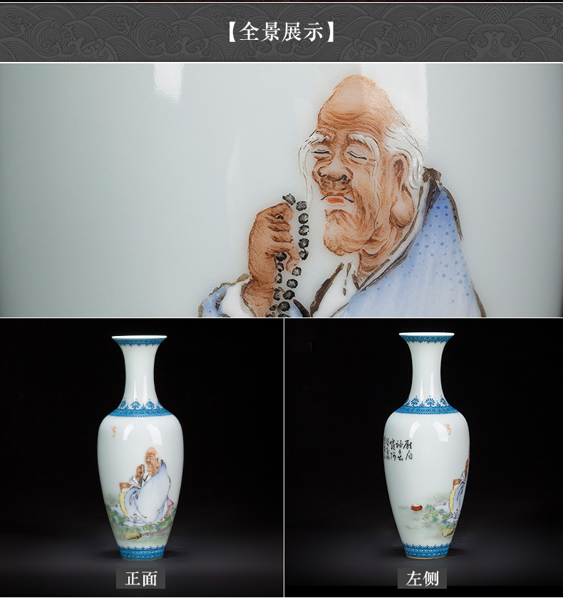 Santa jingdezhen ceramic vases, flower implement characters by hand antique wang long eyebrow powder enamel lohan willow bottles of furnishing articles