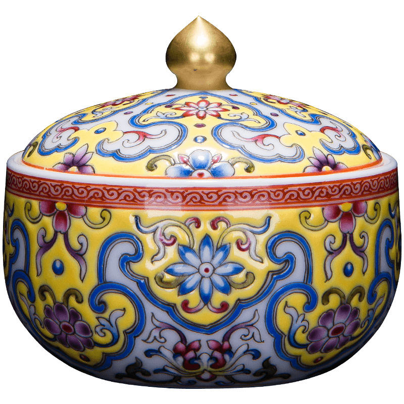 Holy big ceramic tea pot yellow colored enamel to flexibly all hand of jingdezhen tea service this flower grain storage tanks