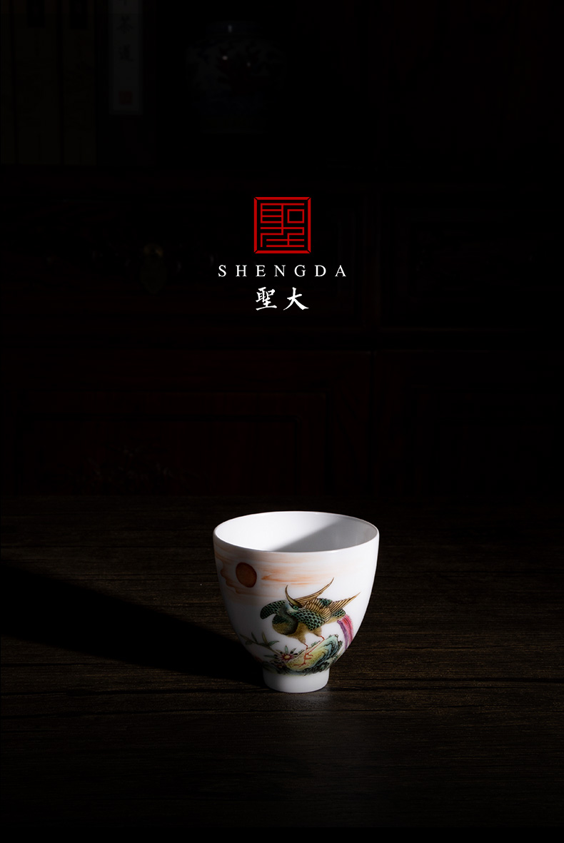 Santa jingdezhen ceramic famille rose "jin yi rich" master cup tea pure manual kung fu tea sample tea cup