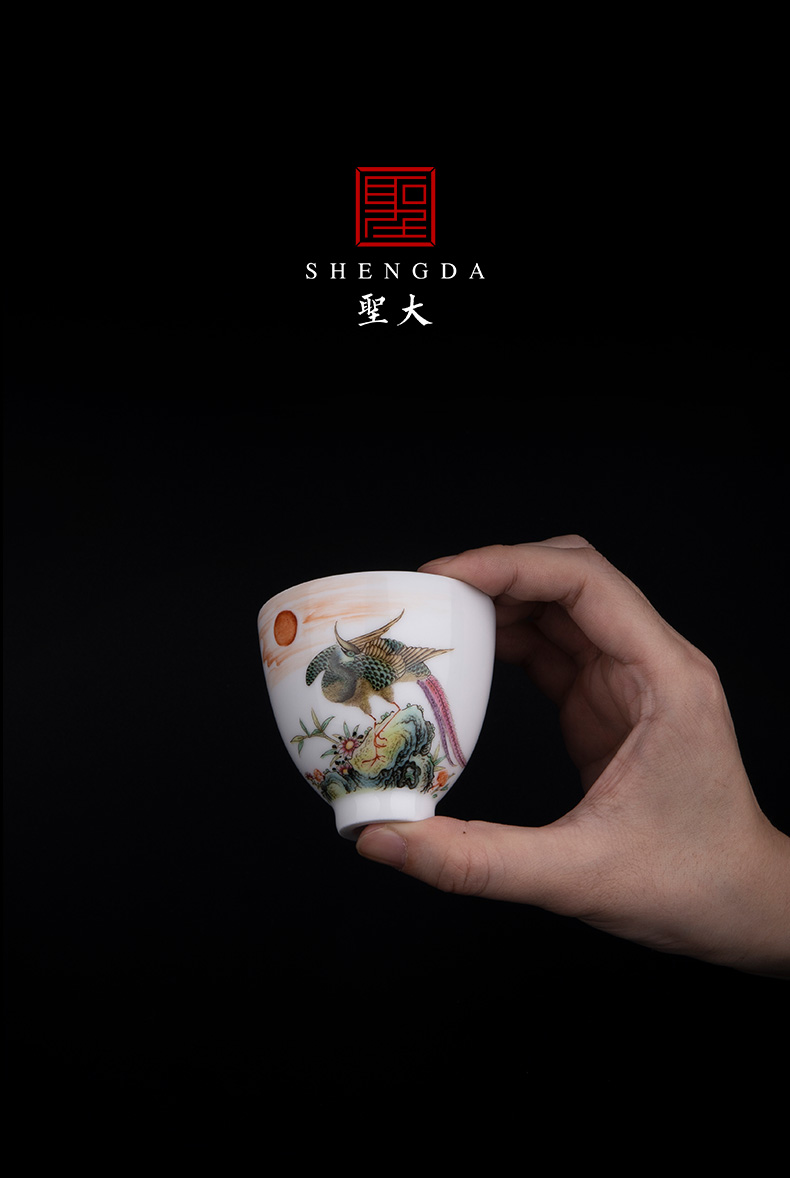 Santa jingdezhen ceramic famille rose "jin yi rich" master cup tea pure manual kung fu tea sample tea cup