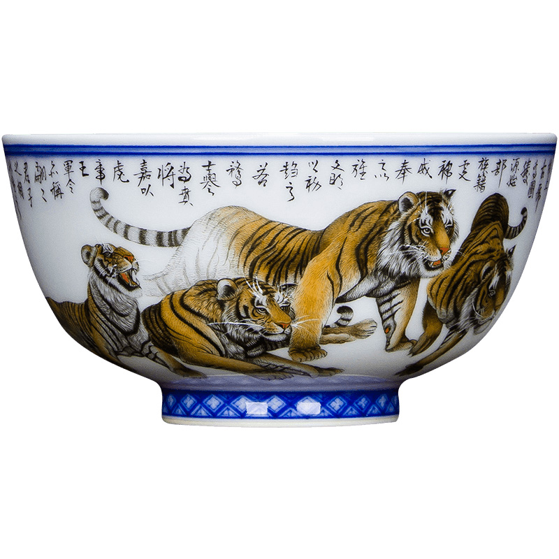 Santa teacups hand - made wufu ceramics kung fu figure large bowl full manual tiger glass of jingdezhen tea service master