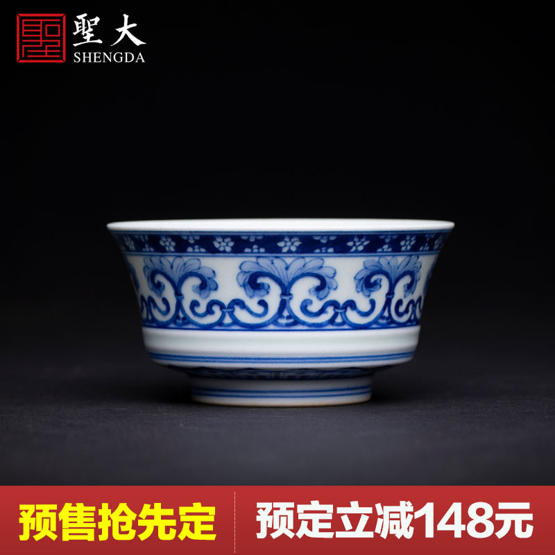 Santa teacups hand - made ceramic kungfu jingdezhen blue and white Chinese brake maintain water chestnut CPU master cup sample tea cup tea sets