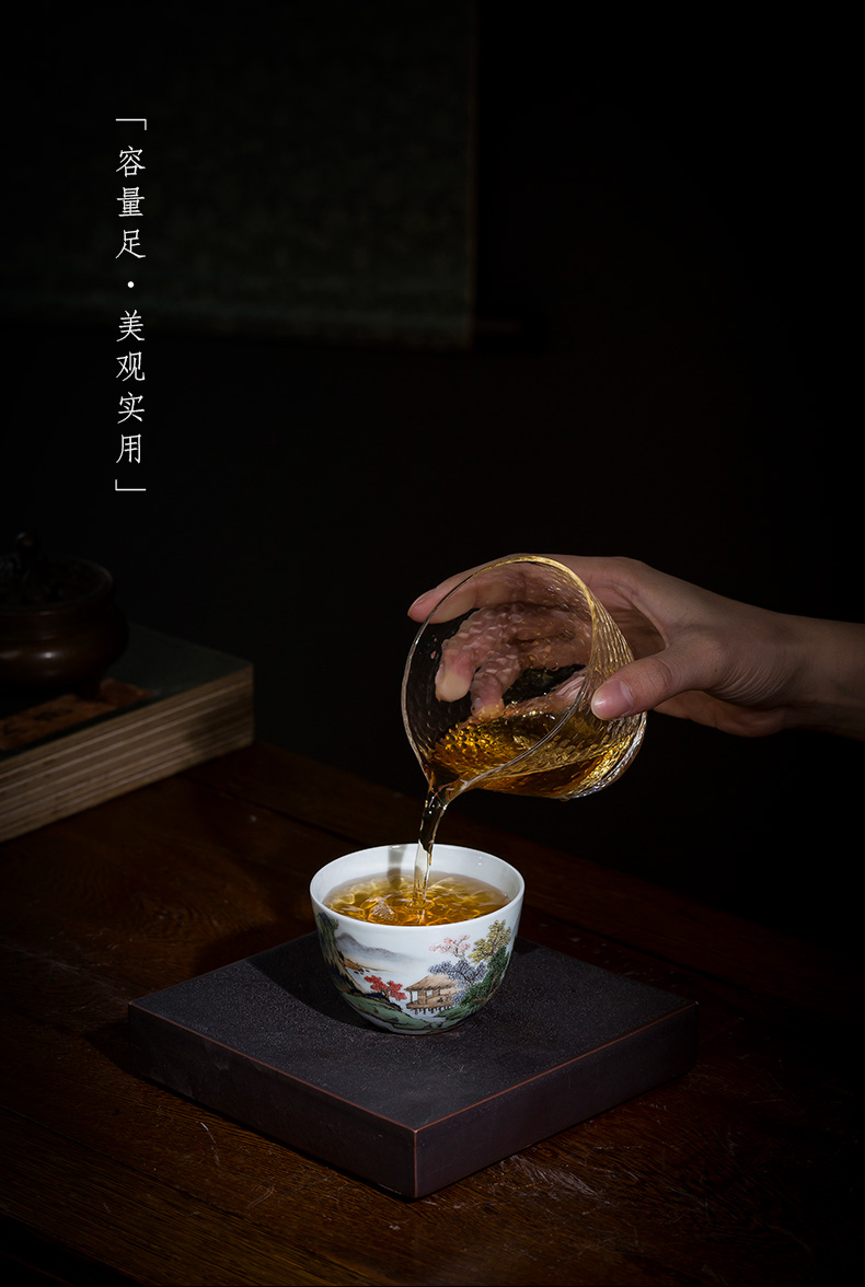 St the ceramic kung fu tea master cup pure hand draw pastel qingshan thatched cottage lie fa cup jingdezhen tea by hand