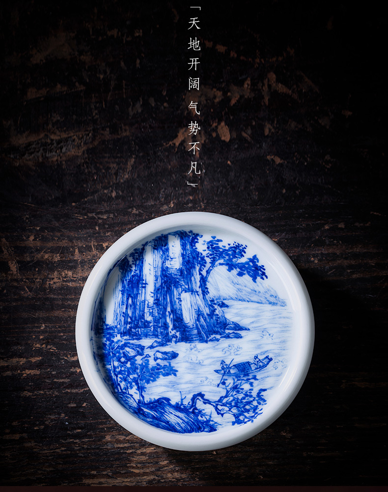 Santa mooring boat tougue buy blue and white pine just hand - made ceramic cover all hand jingdezhen kung fu tea accessories