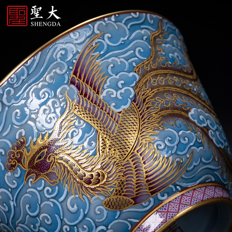 The big see colour FeiFeng teacups hand - made The azure glaze ceramic kung fu masters cup sample tea cup of jingdezhen tea service by hand