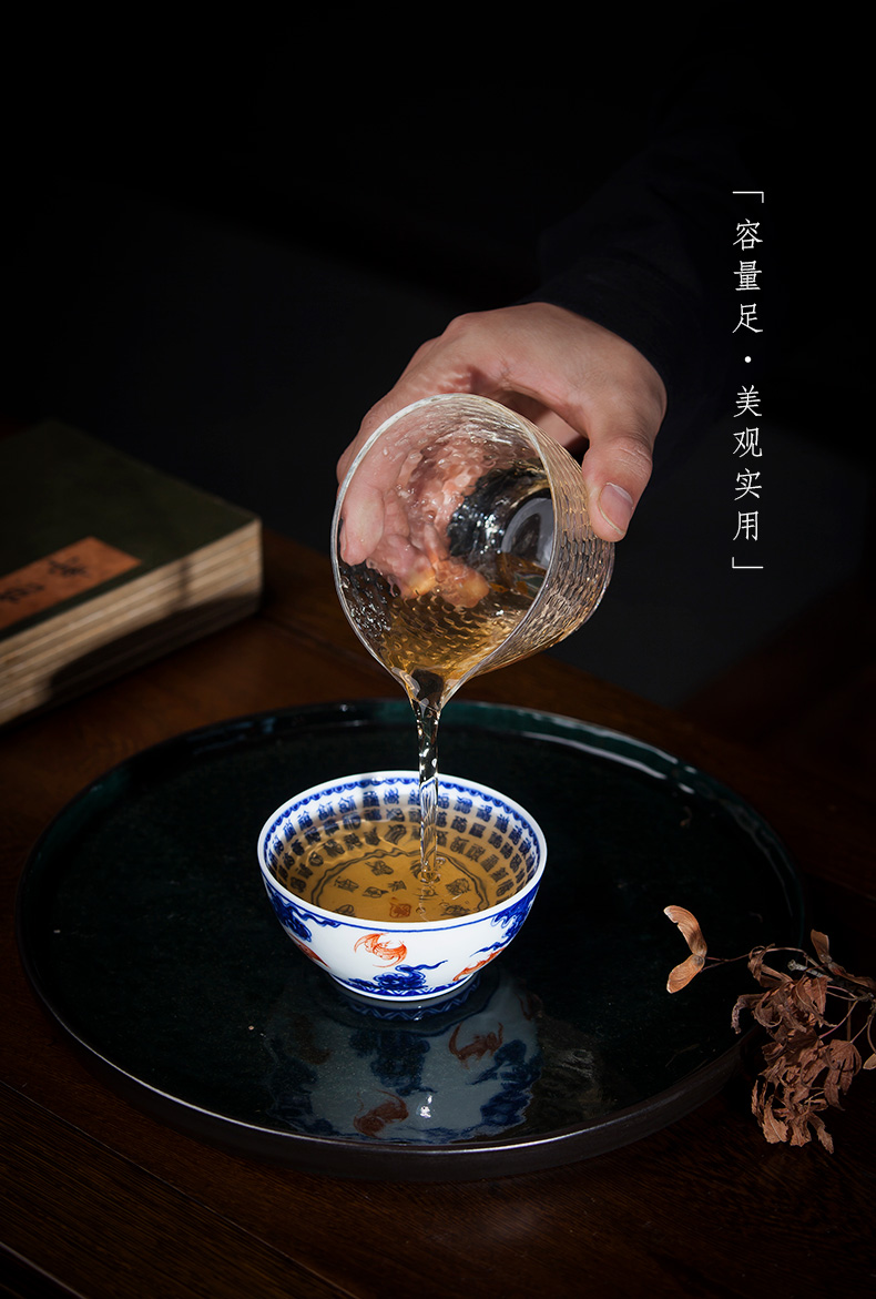 The big blue and white cloud bat heart sutra teacups hand - made ceramic kung fu masters cup sample tea cup all hand of jingdezhen tea service