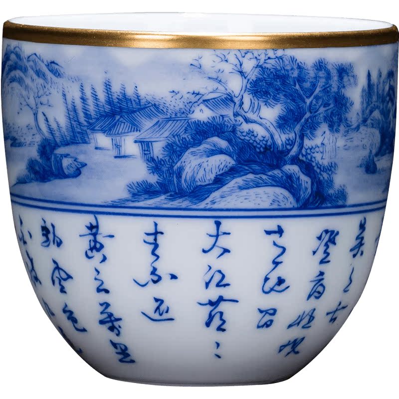 Holy big ceramic kung fu masters cup hand - made porcelain cups landscape poetry sample tea cup all hand of jingdezhen tea service