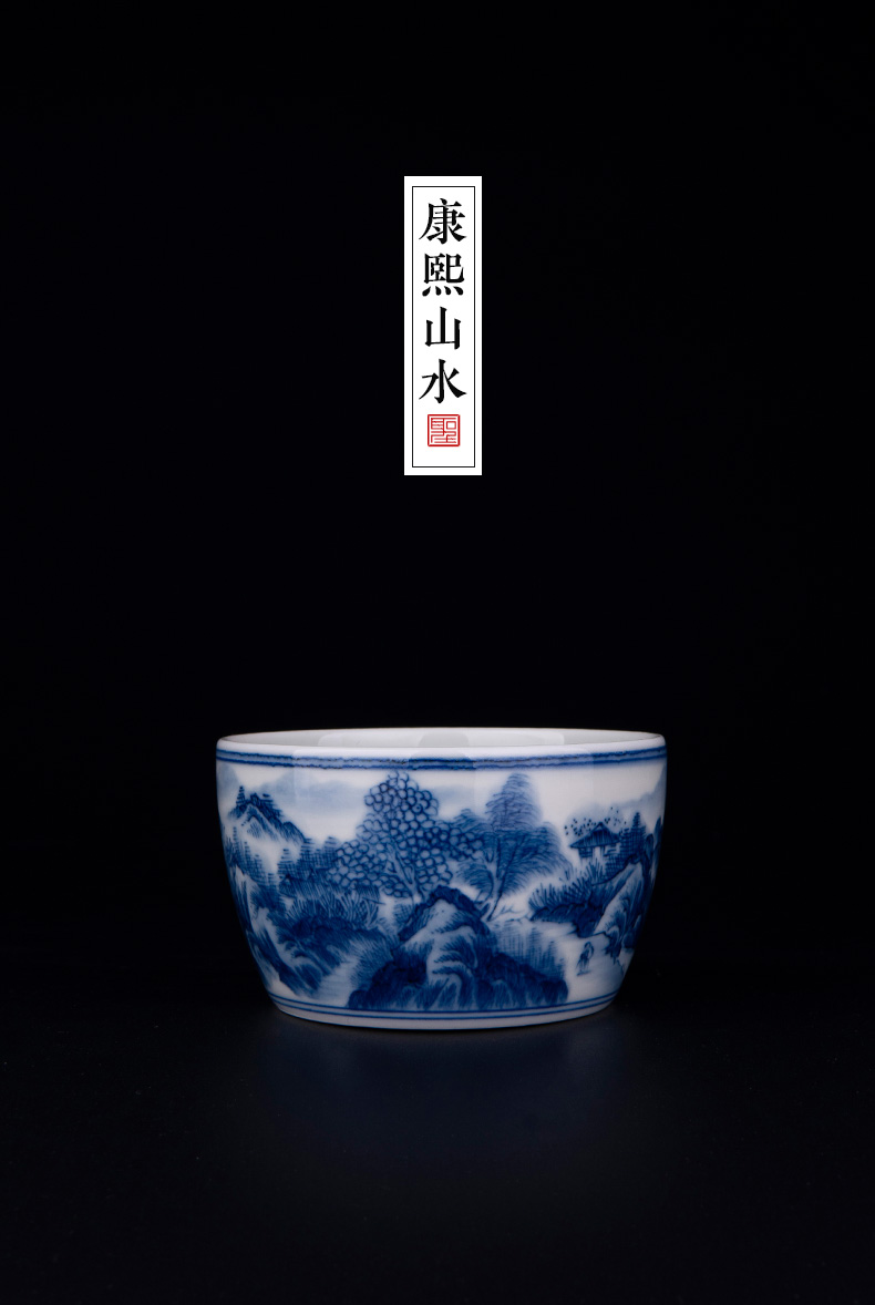 Holy big blue and white "castle peak MuYuan masters cup of jingdezhen ceramic checking tea sample tea cup kung fu tea cups