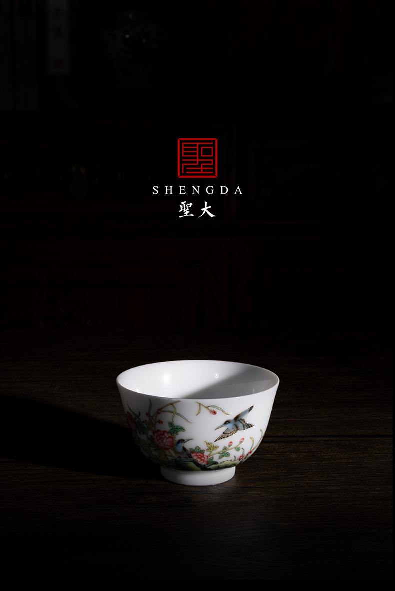 Holy big ceramic powder enamel almost syllabic masters cup jingdezhen tea pure manual hand - made kung fu tea cups sample tea cup