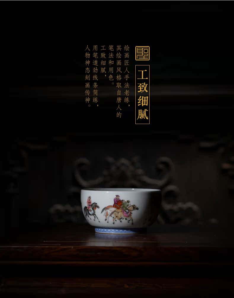 Santa teacups hand - made ceramic kungfu character pastel five Kings drunk to figure the master sample tea cup jingdezhen tea service