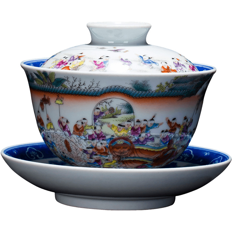 St large ceramic three tureen kung fu hand - made porcelain cups landscape famille rose bowl is the ancient philosophers diagram of jingdezhen tea service