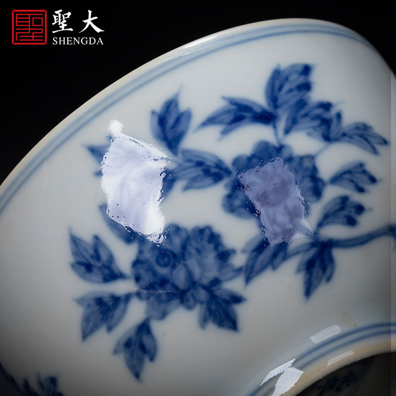 Santa jingdezhen ceramic high - end antique doucai fold branch flowers masters cup embryo glaze secret ancient hand made