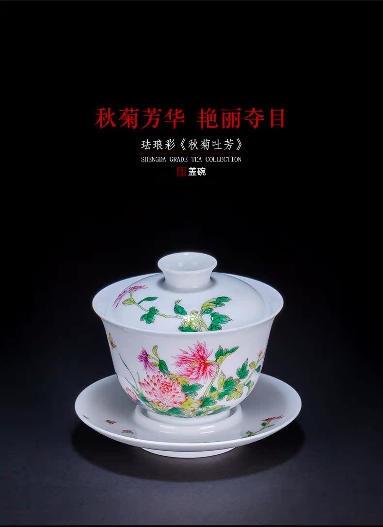 Holy big three to tureen hand - made ceramic colored enamel is the spit tureen tea bowl full manual of jingdezhen tea service