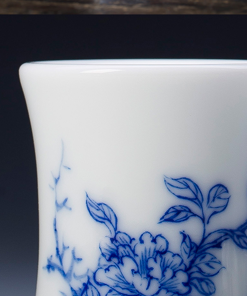 The big buy blue and white bamboo GaiWanCha hand - made ceramic cover lid all hand jingdezhen kung fu tea accessories