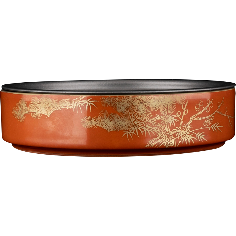 Holy big ceramic coral red paint at the age of poetic pot bearing dry tea plate of kung fu tea accessories ceramic pot pad