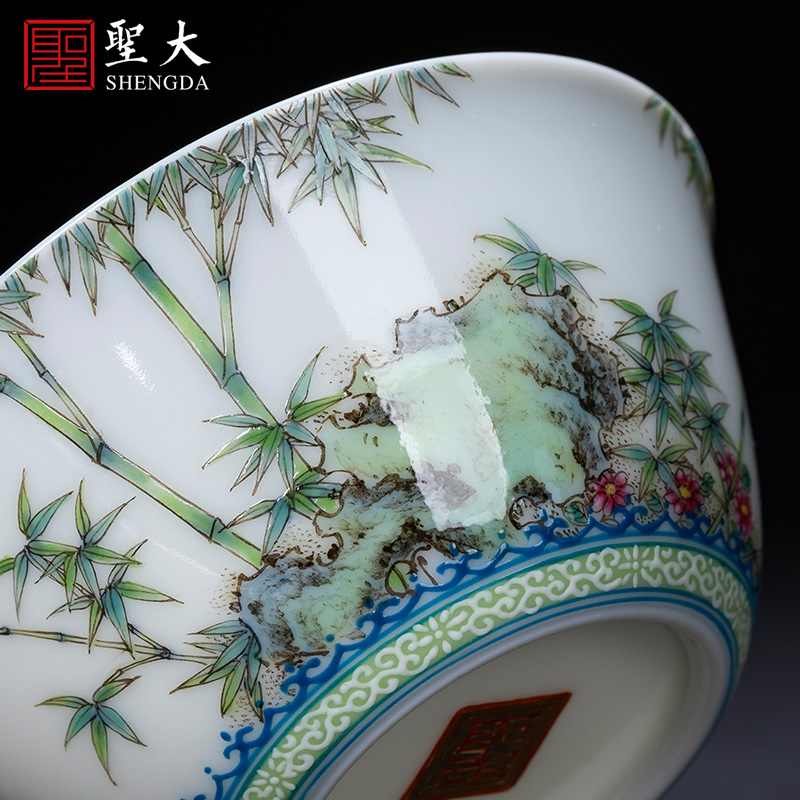 Santa teacups hand - made ceramic kungfu pastel bamboo stone figure cylinder cup cup sample tea cup manual of jingdezhen tea service master