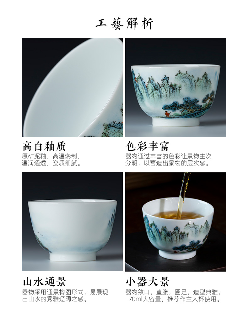 The big new color landscape teacups hand - made ceramic kung fu master cup sample tea cup all hand jingdezhen tea cup