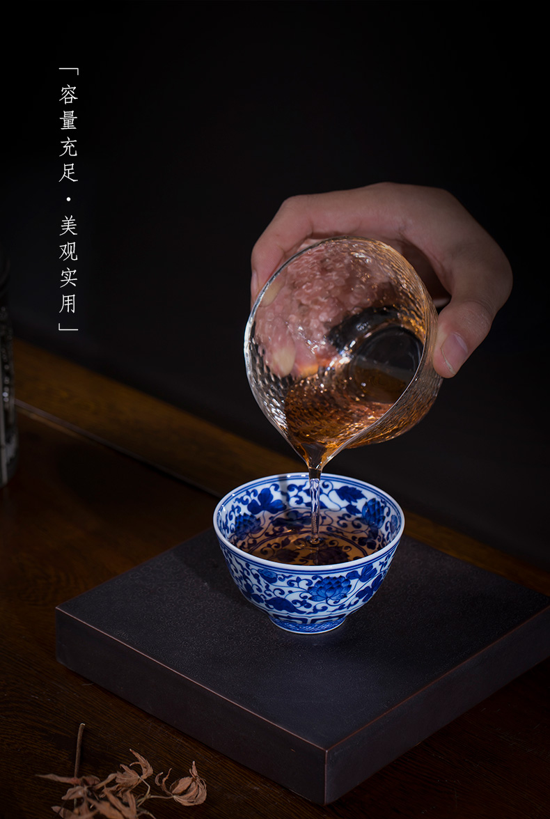 Holy big teacups hand - made ceramic kung fu with blue and white wear branch lotus cup sample tea cup manual of jingdezhen tea service master