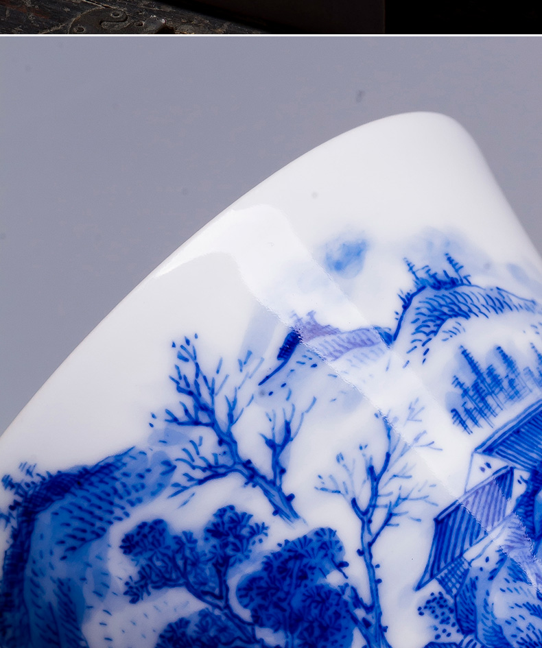 St the ceramic kung fu tea master cup hand - made jingdezhen blue and white landscape perfectly playable cup tea sample tea cup by hand