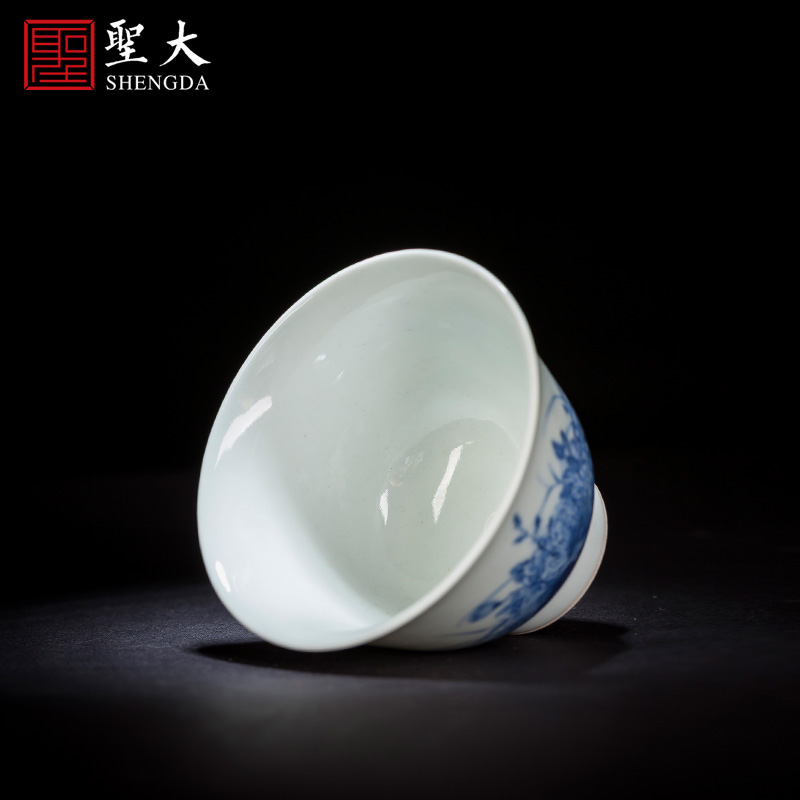 Santa teacups hand - made ceramic kungfu maintain green by flowers starling bell cup cup of jingdezhen tea service master