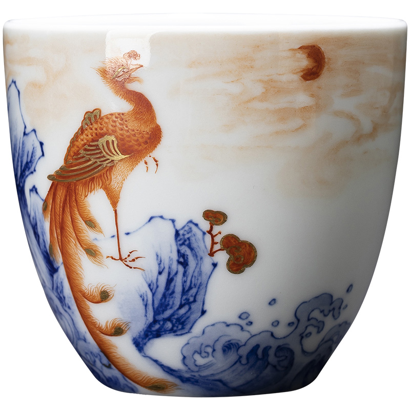 Santa teacups hand - made porcelain ceramic kung fu dou alum red see colour red phoenix in morning figure lying fa cup jingdezhen tea by hand