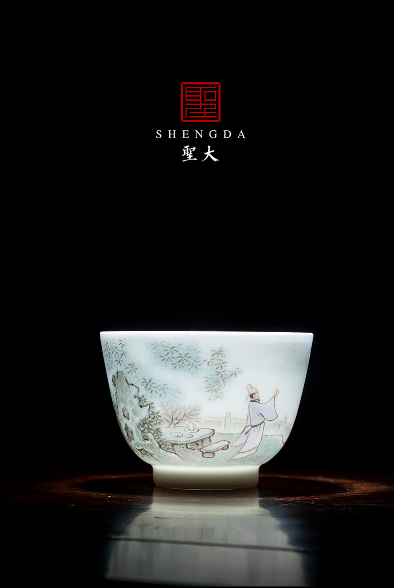 Santa teacups hand - made ceramic kung fu new see colour character li bai masters cup all hand jingdezhen tea sample tea cup