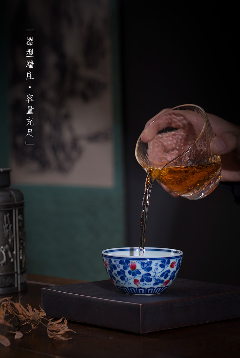 Santa teacups hand - made ceramic kungfu pastel blue fight bound graft vines lines cylinder cup cup of jingdezhen tea service master