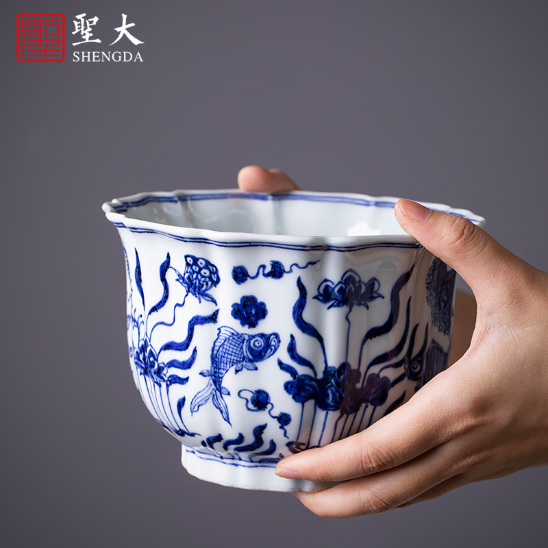 The big four supplies hand - made ceramic fangming mackerel algae melon leng water jar wash to kung fu tea accessories of jingdezhen