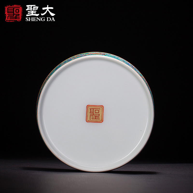 Holy big ceramic pot bearing all hand carved turquoise green colored enamel bound lotus flower grain pot dish of jingdezhen tea service parts
