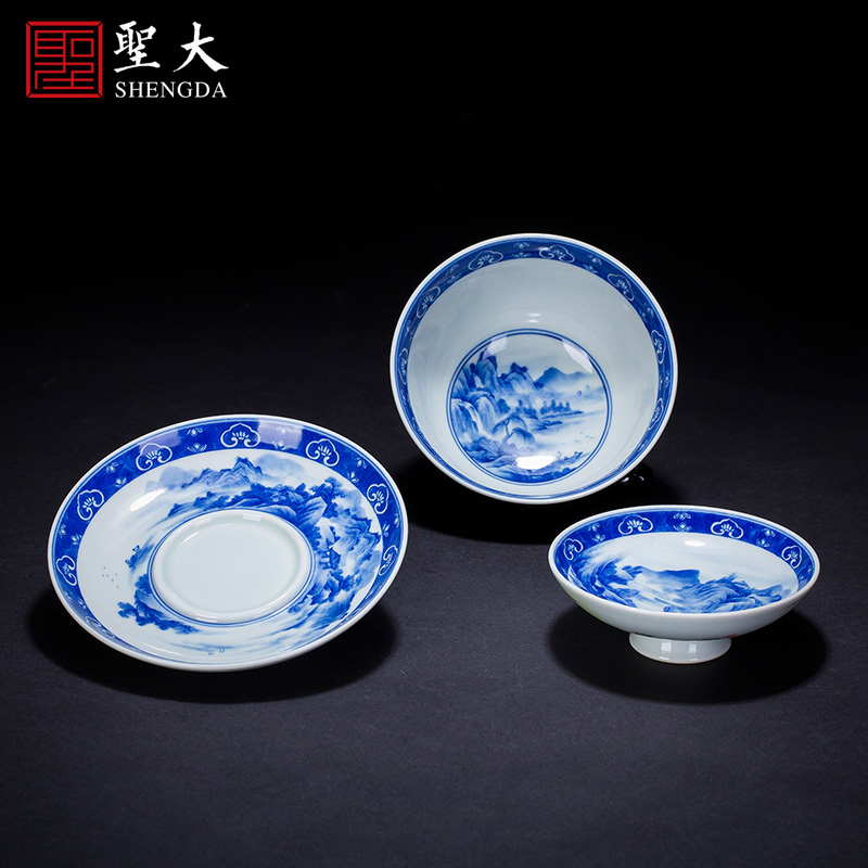 St large ceramic three tureen kung fu hand - made porcelain cups landscape famille rose bowl is the ancient philosophers diagram of jingdezhen tea service