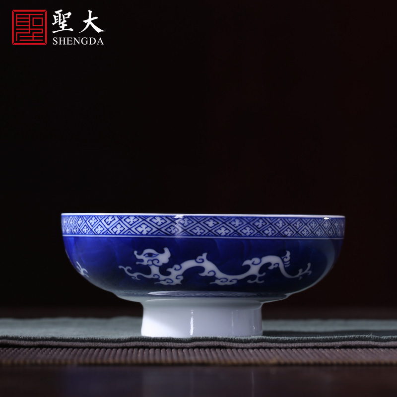 The big blue and white 18 arhats teacups hand - made ceramic curios kung fu master of jingdezhen tea service sample tea cup