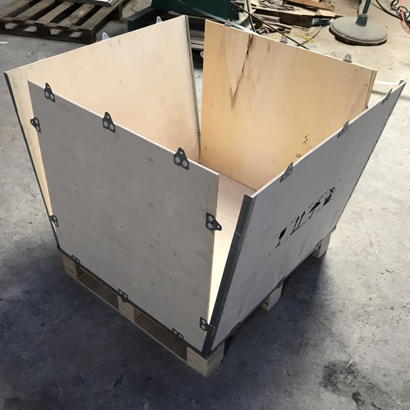 деревянная упаковка 工厂定制免熏蒸胶合板木箱 钢边包边卡扣组装箱 出口运输木箱 No brand