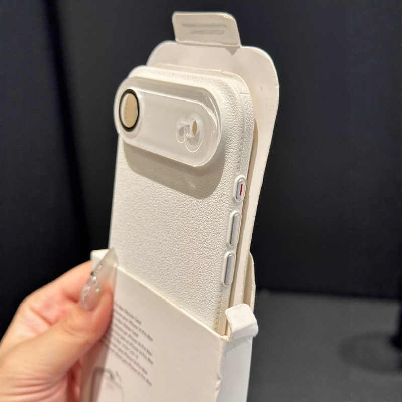 Suitable for Apple 17 Pro Max Phone Case, New Luxury Lychee Pattern iPhone 16 Pro Full-Cover Crystal Lens 15 High-End Couple 14 Simple Solid Color Hard Shell Air Anti-Drop Protective Case