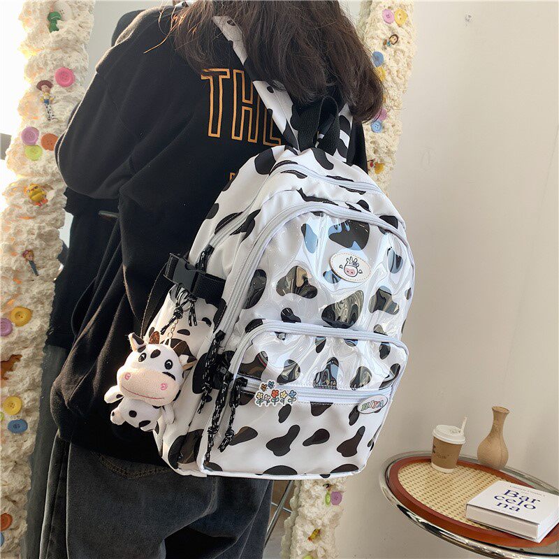 Tide brand schoolbag female Korean version Harajuku ulzzang college student backpack junior high school campus Mori cow ins backpack