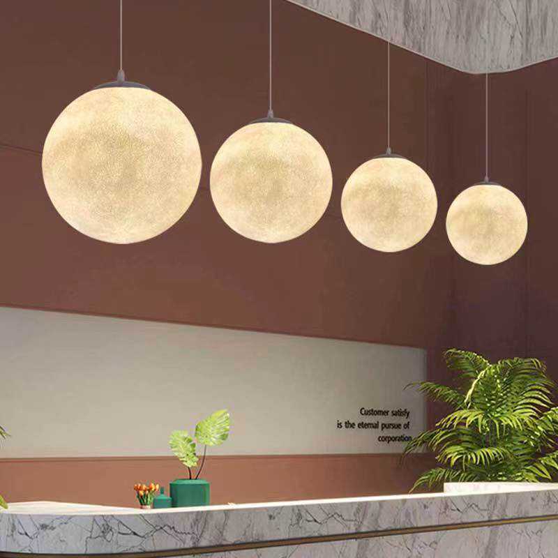 Restaurant Shopping Mall Resin Moon Lamp Chandelier Indoor Moon Lamp Floor Lamp Creative Planet Lamp