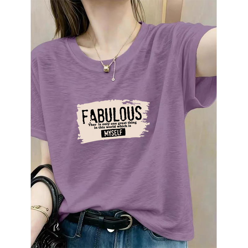 Grape Purple Snowflake Cotton Round Neck Short-Sleeved T-Shirt for Women Summer New Fashion Casual Large Size Loose Bottoming Shirt Top