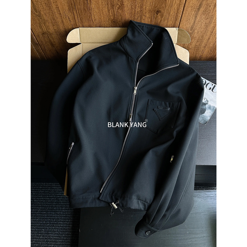 Team Yang- "Black Warrior" P Brand Jacket Functional Top Zipper Light Luxury Jacket Old Money Style Lapel 5088
