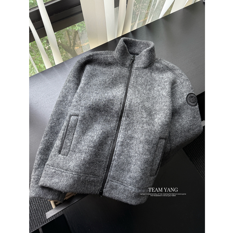 Team Yang's "Grey Realm Tailoring" Soft and Warm Wool Jacket, Old Money Style Top for Men, Comfortable 12021