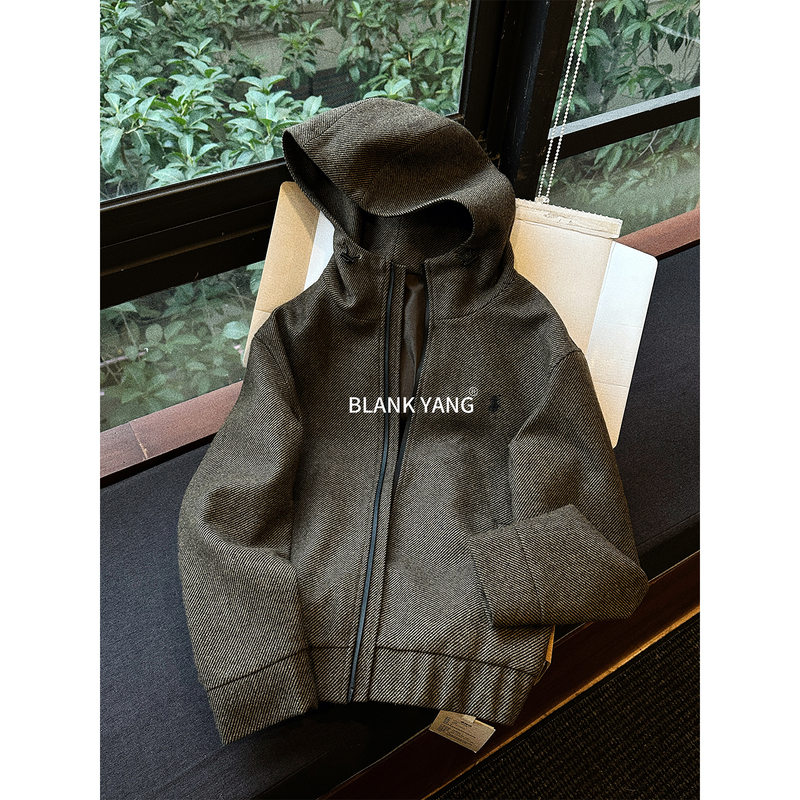 Team Yang - "Old Lane Wutong" Old Money Style Jacket Thick Twill Hooded Top Warm Wool Coat 0011